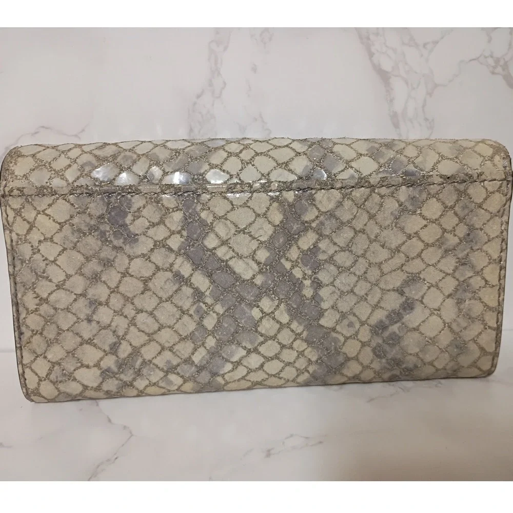 MICHAEL KORS Fulton Flap Snakeskin Leather Continental Wallet - EUC